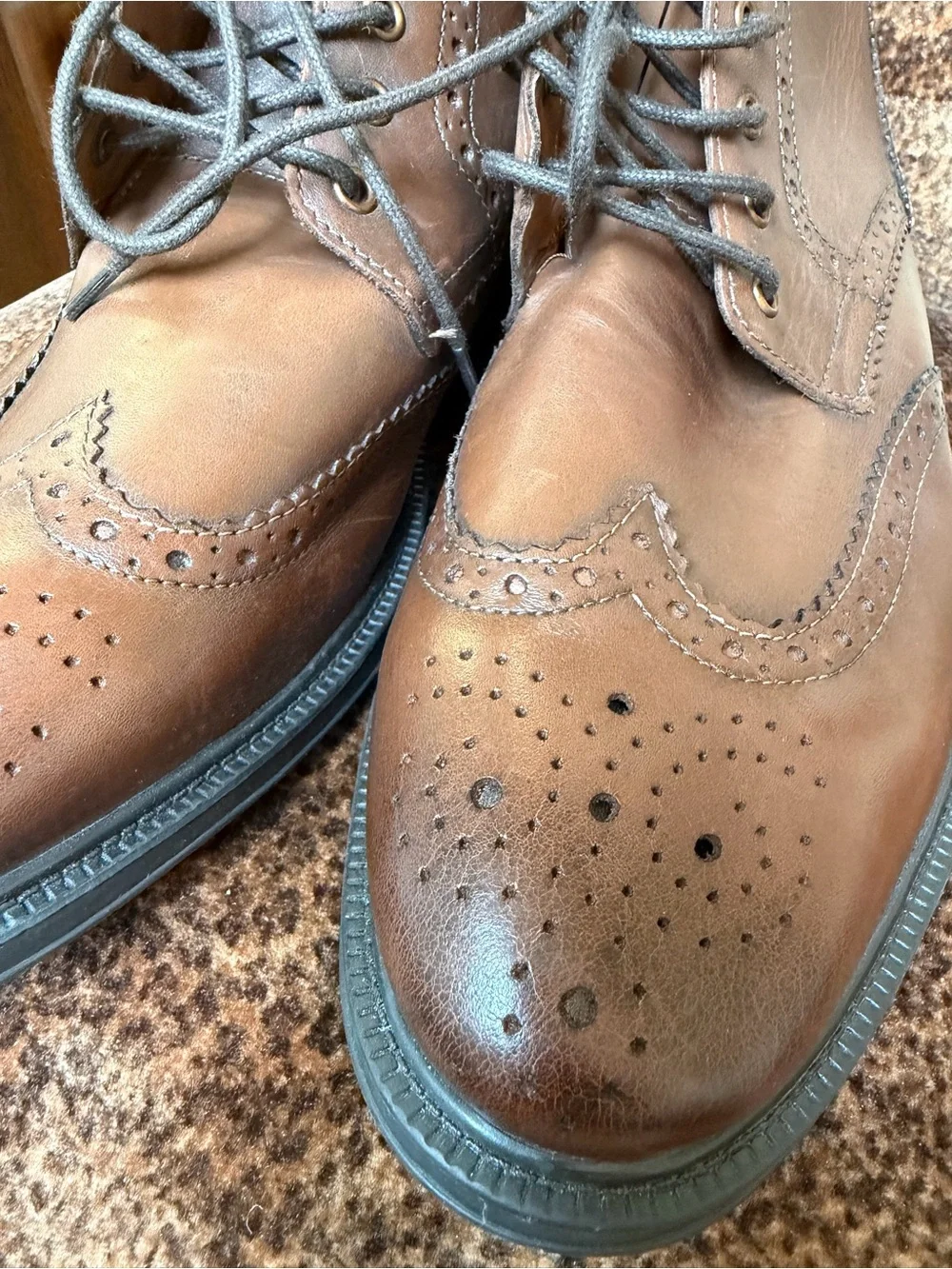 Stafford Brown Leather Chukka Wingtip Boots